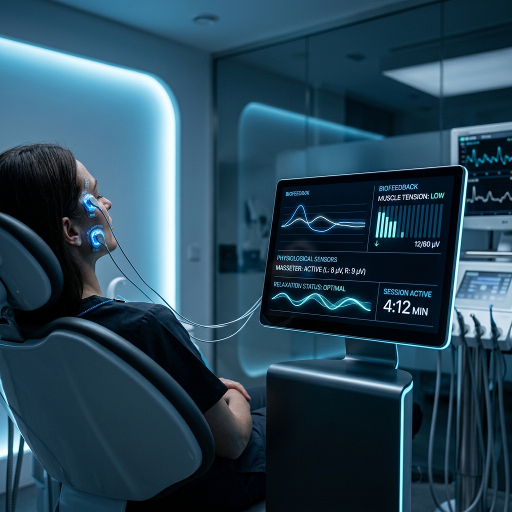 Echipament clinic de biofeedback și terapie neuromusculară pentru corectarea disfuncțiilor bruxomane